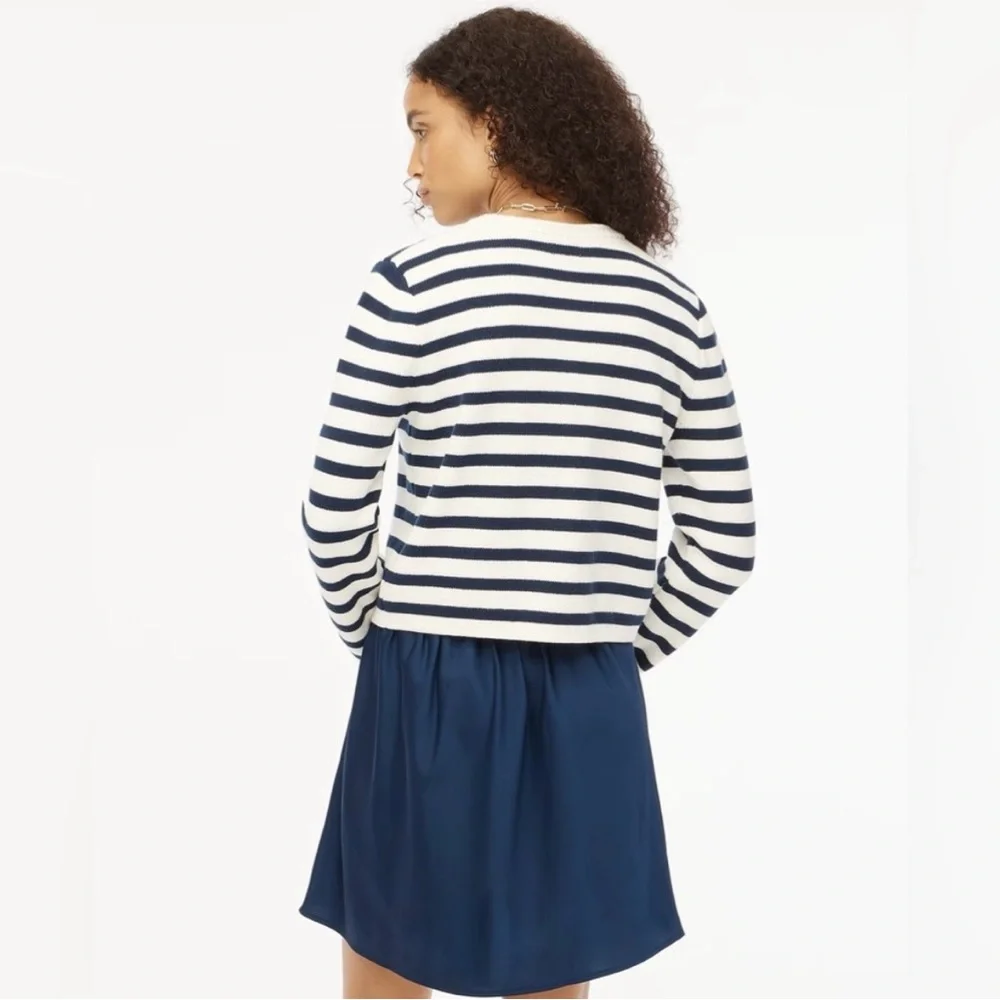 NWT J. Crew Navy and White Striped Cardigan - Picture 3 of 7
